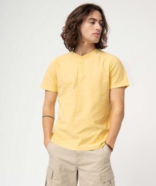 Tee-shirt homme col tunisien en maille texturée vue2 - GEMO (HOMME) - GEMO