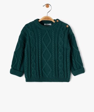 Pull torsadé col rond bébé garçon vue1 - GEMO(BEBE DEBT) - GEMO