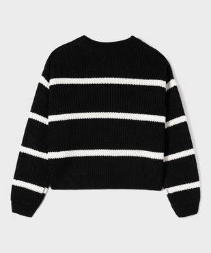 Pull ample et court à rayures en grosse maille fille vue4 - GEMO (JUNIOR) - GEMO