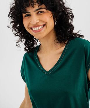 Tee-shirt à manches courtes avec finitions scintillantes femme vue2 - GEMO 4G FEMME - GEMO