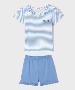 Pyjashort à volant avec haut rayé fille - LuluCastagnette vue2 - LULU CASTAGNETTE GEMO FOR GOOD - GEMO