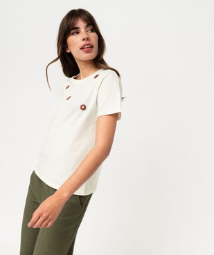 Tee-shirt manches courtes à motifs brodés femme vue5 - GEMO(FEMME PAP) - GEMO