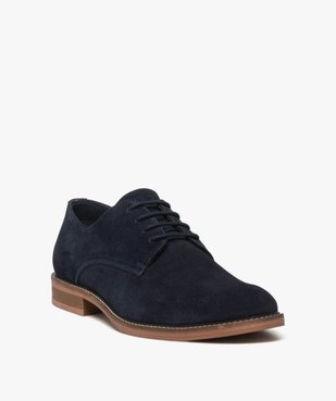Derbies homme unies avec dessus en cuir suédé - Taneo vue2 - TANEO - GEMO
