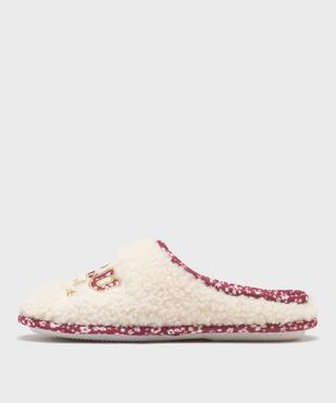 Mules d’intérieur en sherpa avec inscription brodée femme - LuluCastagnette vue3 - LULUCASTAGNETTE - GEMO