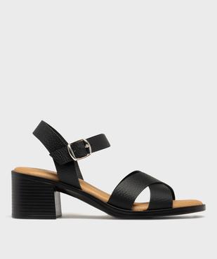 Sandales à talon et larges brides en cuir femme - Tanéo vue1 - TANEO - GEMO