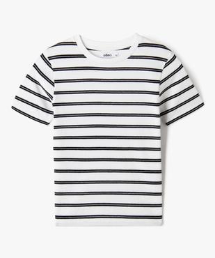 Tee-shirt à manches courtes en maille côtelée fille vue1 - GEMO 4G FILLE - GEMO