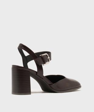 Escarpins sling back à talon large et bout carré femme - Follow Me vue4 - FOLLOW ME - GEMO