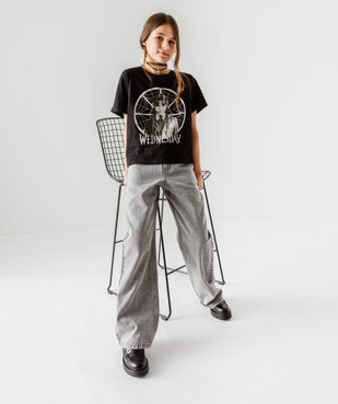 Jean Straight délavé avec taille ajustable fille vue6 - GEMO (JUNIOR) - GEMO