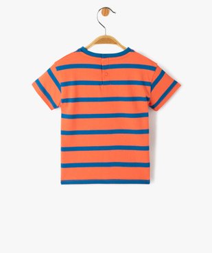 Tee-shirt bébé garçon rayé à manches courtes vue3 - GEMO(BEBE DEBT) - GEMO