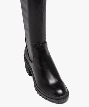 Bottes femme unies à talon carré et semelle crantée col stretch vue5 - GEMO(URBAIN) - GEMO