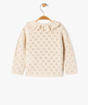 Gilet en maille ajourée avec col à volant bébé fille vue5 - GEMO 4G BEBE - GEMO