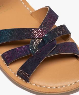 Sandales fille à brides en cuir retourné finement pailletées vue6 - GEMO (ENFANT) - GEMO
