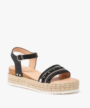 Sandales femme compensées à bride ornée de strass vue2 - GEMO(URBAIN) - GEMO