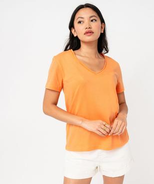 Tee-shirt à manches courtes avec col V roulotté femme vue6 - GEMO(FEMME PAP) - GEMO