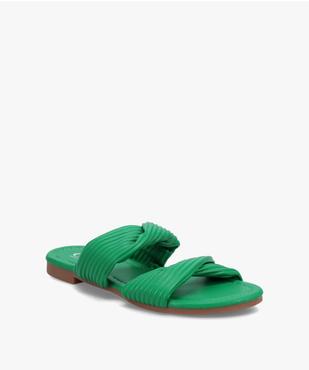 Mules femme unies à talon plat et brides matelassées vue2 - SANS MARQUE - GEMO