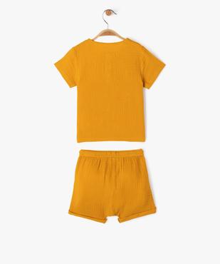 Ensemble 2 pièces en gaze de coton bébé garçon short + tee-shirt vue4 - GEMO(BEBE DEBT) - GEMO