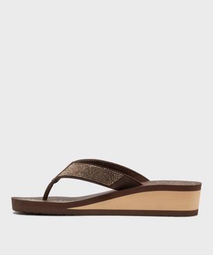 Tongs de plage à strass à talon compensé femme - Isotoner vue3 - ISOTONER - GEMO