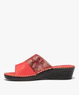 Mules femme confort compensées à brides en cuir vue3 - GEMO (CONFORT) - GEMO