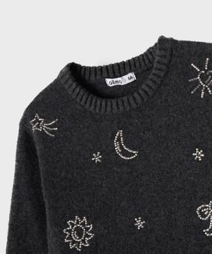 Pull brodé de perles en maille douce et chaude fille vue2 - GEMO (ENFANT) - GEMO