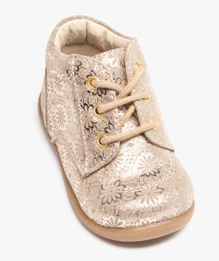 Chaussures premiers pas bébé fille en cuir à motifs scintillants vue5 - GEMO(BEBE DEBT) - GEMO
