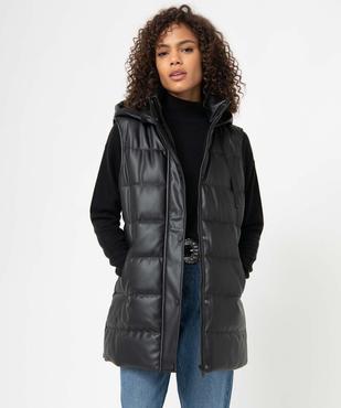 Blouson femme matelassé sans manches à capuche coupe longue vue1 - GEMO(FEMME PAP) - GEMO
