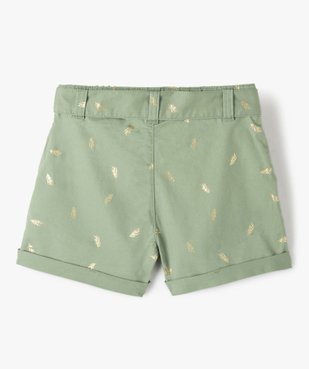 Short fille large en toile de coton à motifs dorés vue3 - GEMO (ENFANT) - GEMO