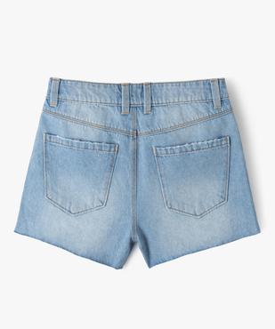 Short en jean délavé à bords francs et clous fille vue4 - GEMO 4G FILLE - GEMO
