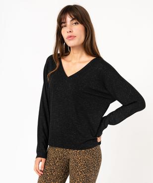 Tee-shirt à manches longues à double col V femme vue1 - GEMO(FEMME PAP) - GEMO