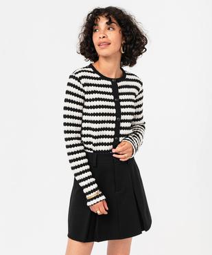 Gilet rayé en fine maille ajourée femme vue1 - GEMO(FEMME PAP) - GEMO