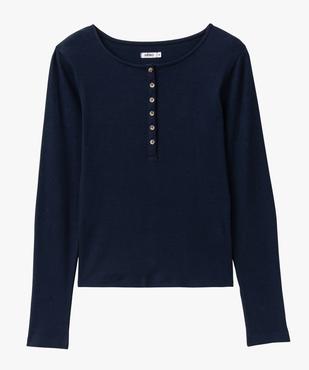 Tee-shirt manches longues col tunisien en maille côtelée femme vue4 - GEMO 4G FEMME - GEMO