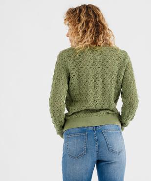 Gilet à col rond en maille ajourée femme vue3 - GEMO(FEMME PAP) - GEMO