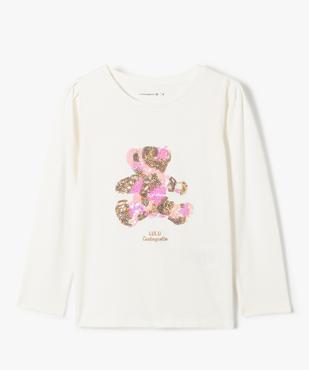 Tee-shirt fille à manches longues avec motif en sequins - LuluCastagnette vue1 - LULUCASTAGNETTE - GEMO