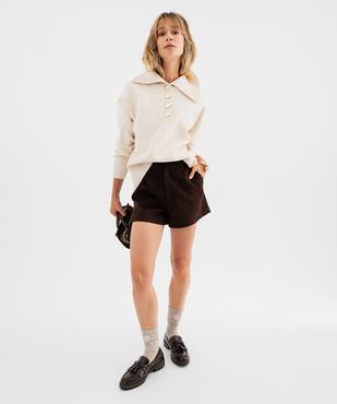 Pull col polo boutonné femme vue4 - GEMO(FEMME PAP) - GEMO