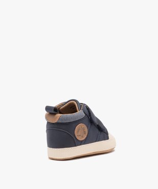 Chaussons de naissance bébé garçon unies style baskets à scratch  vue4 - GEMO 4G BEBE - GEMO