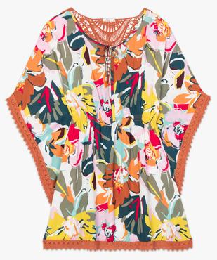 Robe de plage femme style bohème à fleurs et dos macramé vue4 - GEMO (PLAGE) - GEMO