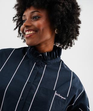 Chemise rayée à col montant pour femme - LuluCastagnette vue2 - LULUCASTAGNETTE - GEMO