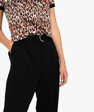 Pantalon femme coupe carotte en maille piquée fluide vue2 - GEMO(FEMME PAP) - GEMO