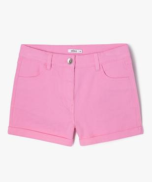 Short en denim avec revers cousus fille vue1 - GEMO (JUNIOR) - GEMO