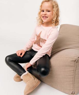 Tee-shirt fille à manches longues motif brillant vue1 - GEMO (ENFANT) - GEMO