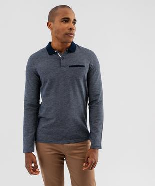 Polo à manches longues avec col contrastant homme vue1 - GEMO 4G HOMME - GEMO