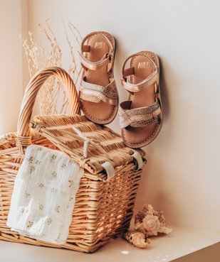 Sandales fille en cuir à brides scratch fantaisie - NA! vue6 - NA! - GEMO