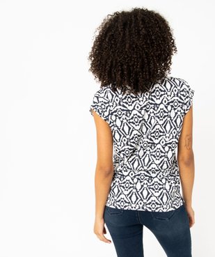 Tee-shirt droit fendu à manches courtes imprimé femme vue3 - GEMO 4G FEMME - GEMO