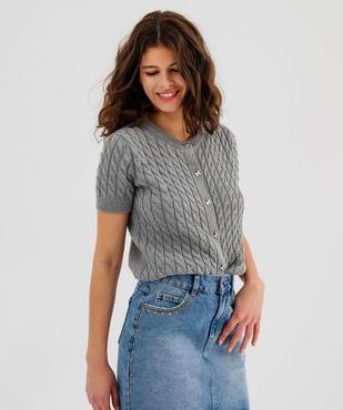 Gilet manches courtes torsadé à boutons fantaisie femme vue1 - GEMO(FEMME PAP) - GEMO