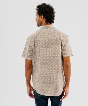 Chemise à manches courtes à micro motif feuillage homme vue3 - GEMO (HOMME) - GEMO