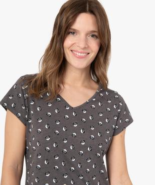 Chemise de nuit imprimée à manches courtes femme vue2 - GEMO 4G FEMME - GEMO