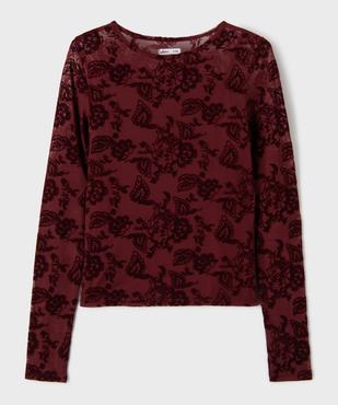 Tee-shirt manches longues en tulle à motif velours fille vue1 - GEMO (JUNIOR) - GEMO