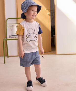 Short en flanelle à revers et taille élastiquée bébé garçon - LuluCastagnette vue1 - LULUCASTAGNETTE - GEMO
