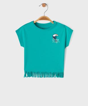 Tee-shirt manches courtes loose à franges et motif devant et dos bébé fille vue1 - GEMO(BEBE DEBT) - GEMO