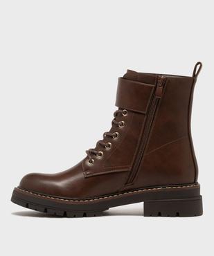 Boots montantes look rangers à épaisse semelle crantée femme vue3 - 5 MILES - GEMO