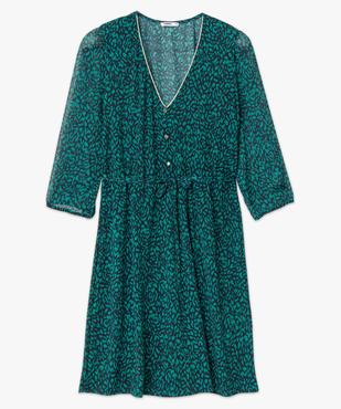Robe femme imprimée avec col V et manches 3/4 vue4 - GEMO(FEMME PAP) - GEMO